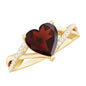 Natural Garnet Heart Shaped Engagement Ring with Diamond Crossover Shank