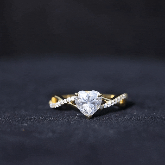 1.50 CT Heart Shape Moissanite Crossover Engagement Ring