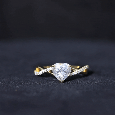 1.50 CT Heart Shape Moissanite Crossover Engagement Ring