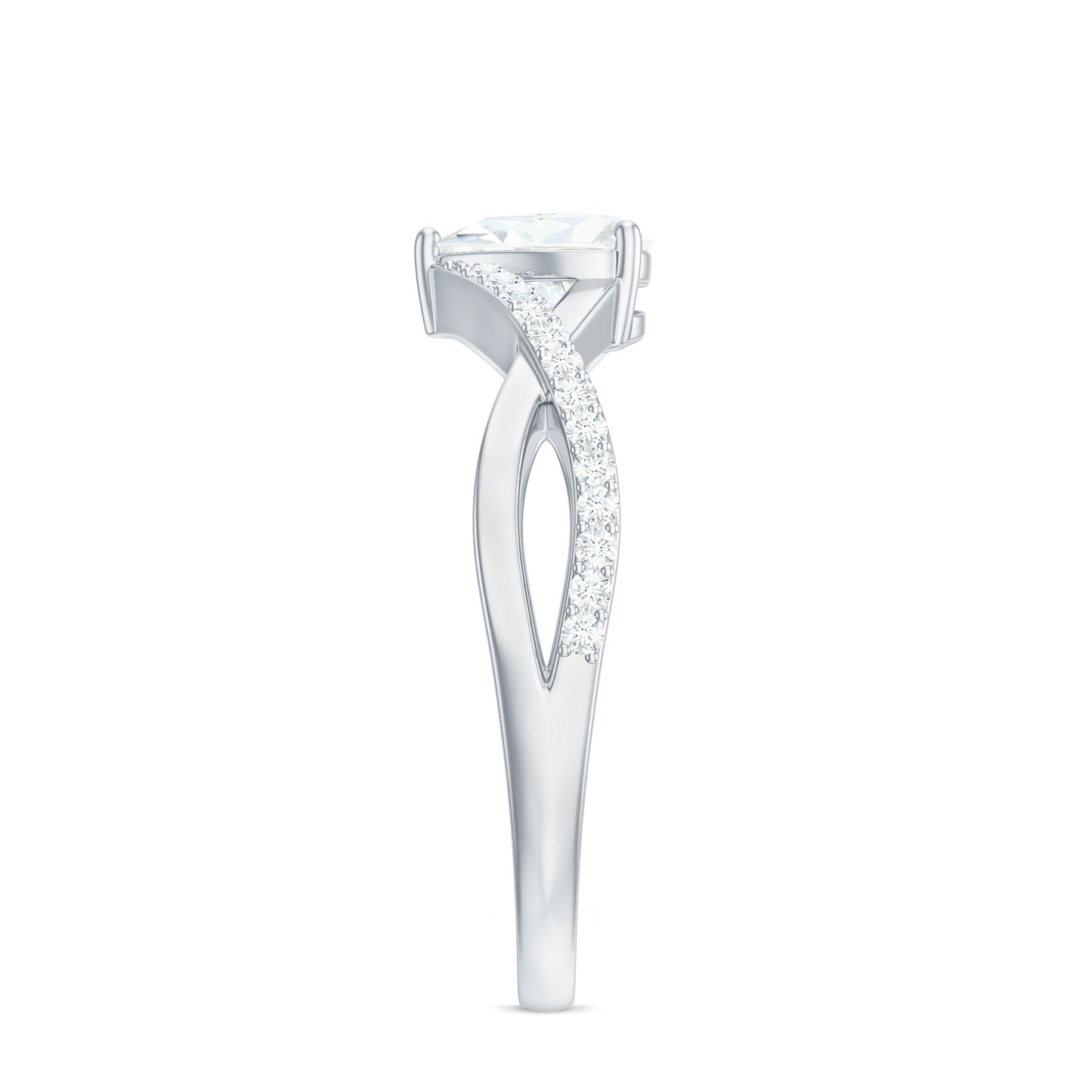 1.50 CT Heart Shape Moissanite Crossover Engagement Ring