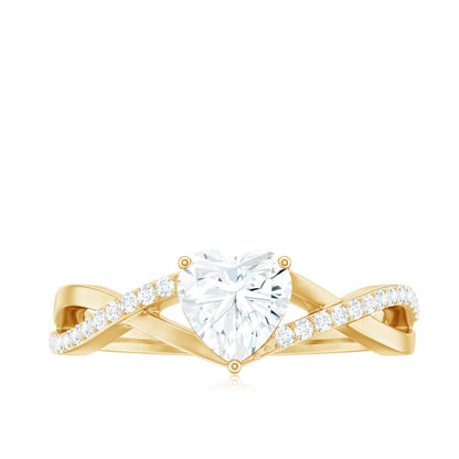 1.50 CT Heart Shape Moissanite Crossover Engagement Ring