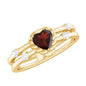 Natural Heart Shaped Garnet Diamond Double Band Engagement Ring
