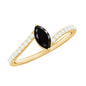 0.7 Carat Marquise Cut Black Onyx Promise Ring with Diamond Bypass Shank
