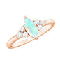 Vintage Looking Rainbow Opal Marquise Engagement Ring with Diamond Trio