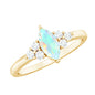 Vintage Looking Rainbow Opal Marquise Engagement Ring with Diamond Trio