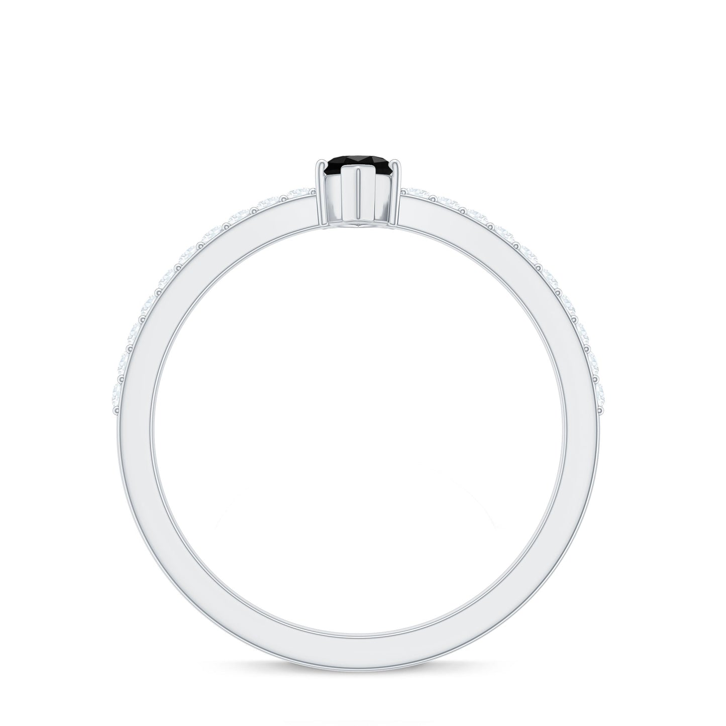 Marquise Black Spinel Diamond Promise Ring for Proposal