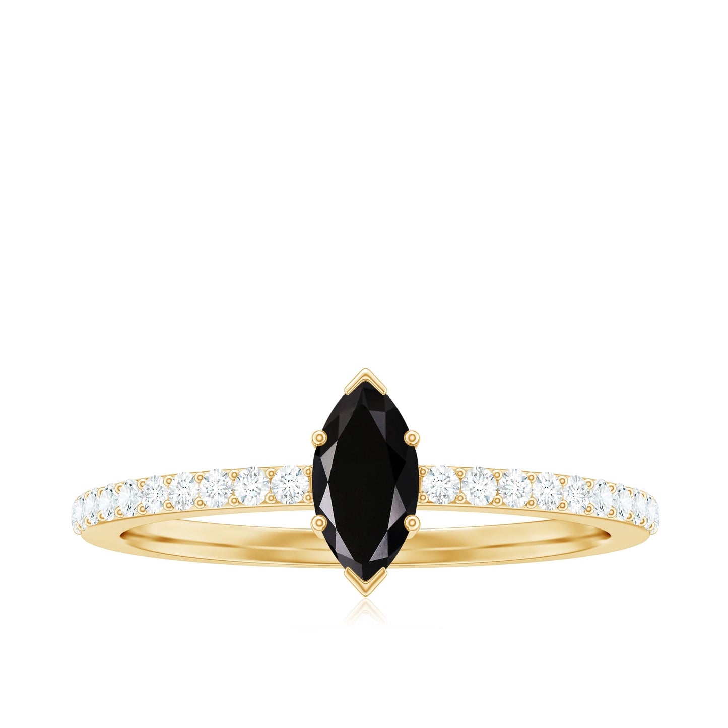Marquise Black Spinel Diamond Promise Ring for Proposal