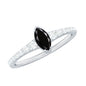 Genuine Marquise Black Spinel Promise Ring with Diamond