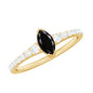 Genuine Marquise Black Spinel Promise Ring with Diamond