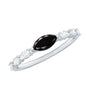 0.7 Carat Marquise Cut Black Onyx Minimal East West Ring with Diamond