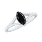 0.7 Carat Marquise Cut Black Onyx Engagement Ring with Diamond Split Shank