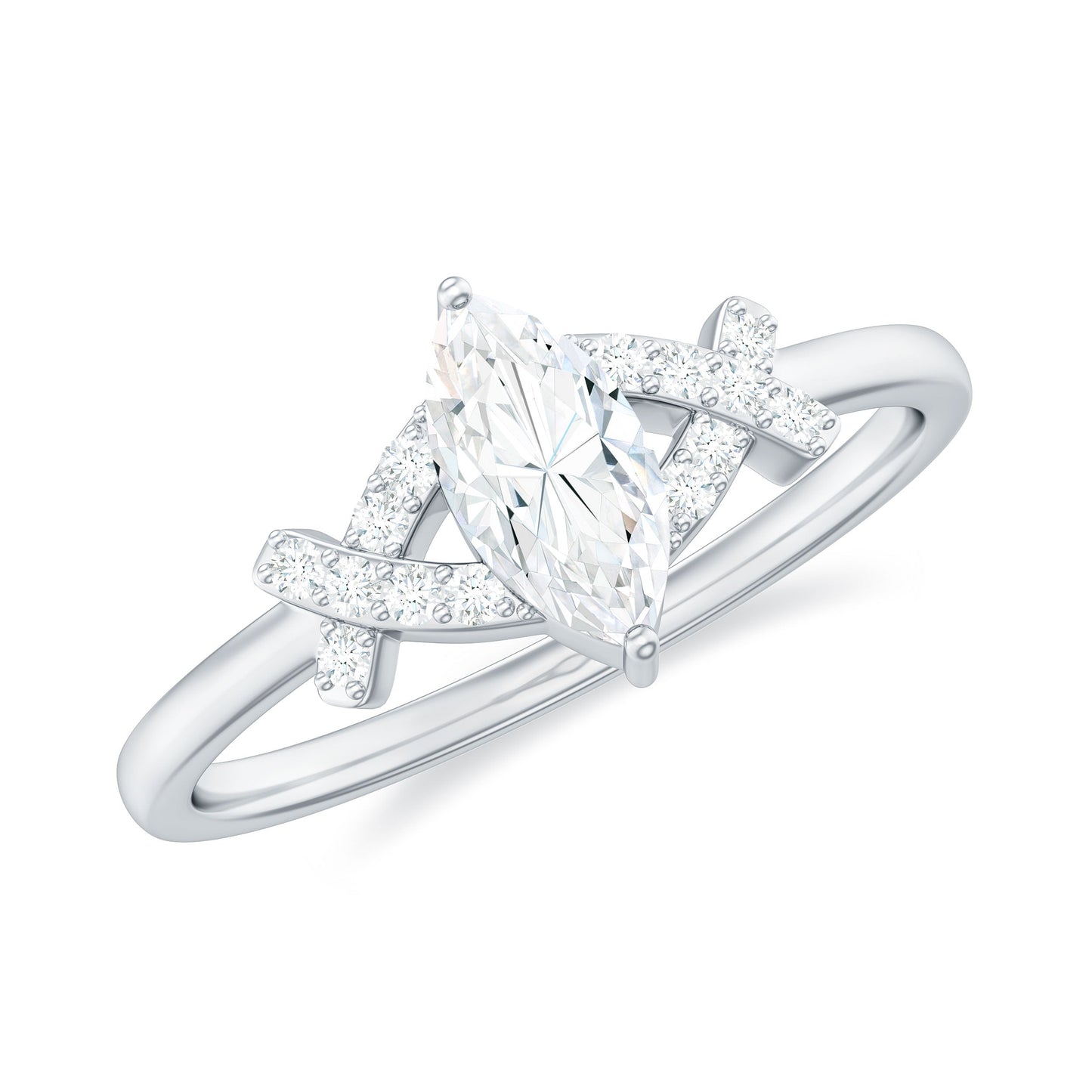 Certified Moissanite Marquise Engagement Ring for Women