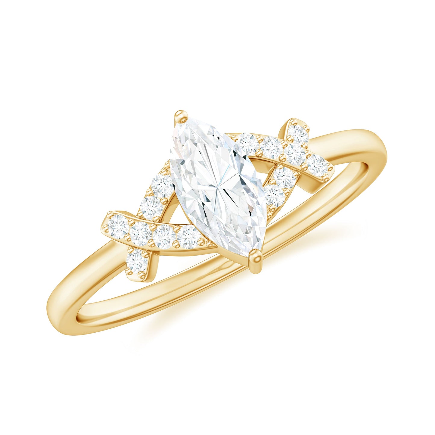 Certified Moissanite Marquise Engagement Ring for Women
