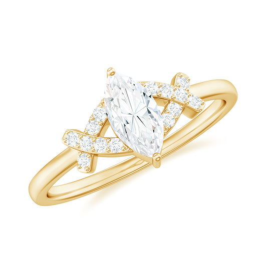 Certified Moissanite Marquise Engagement Ring for Women