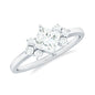 Princess Cut Moissanite Engagement Ring with Trio