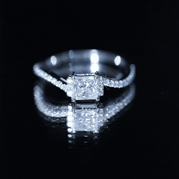 Princess Cut Moissanite Bypass Engagement Ring for Women