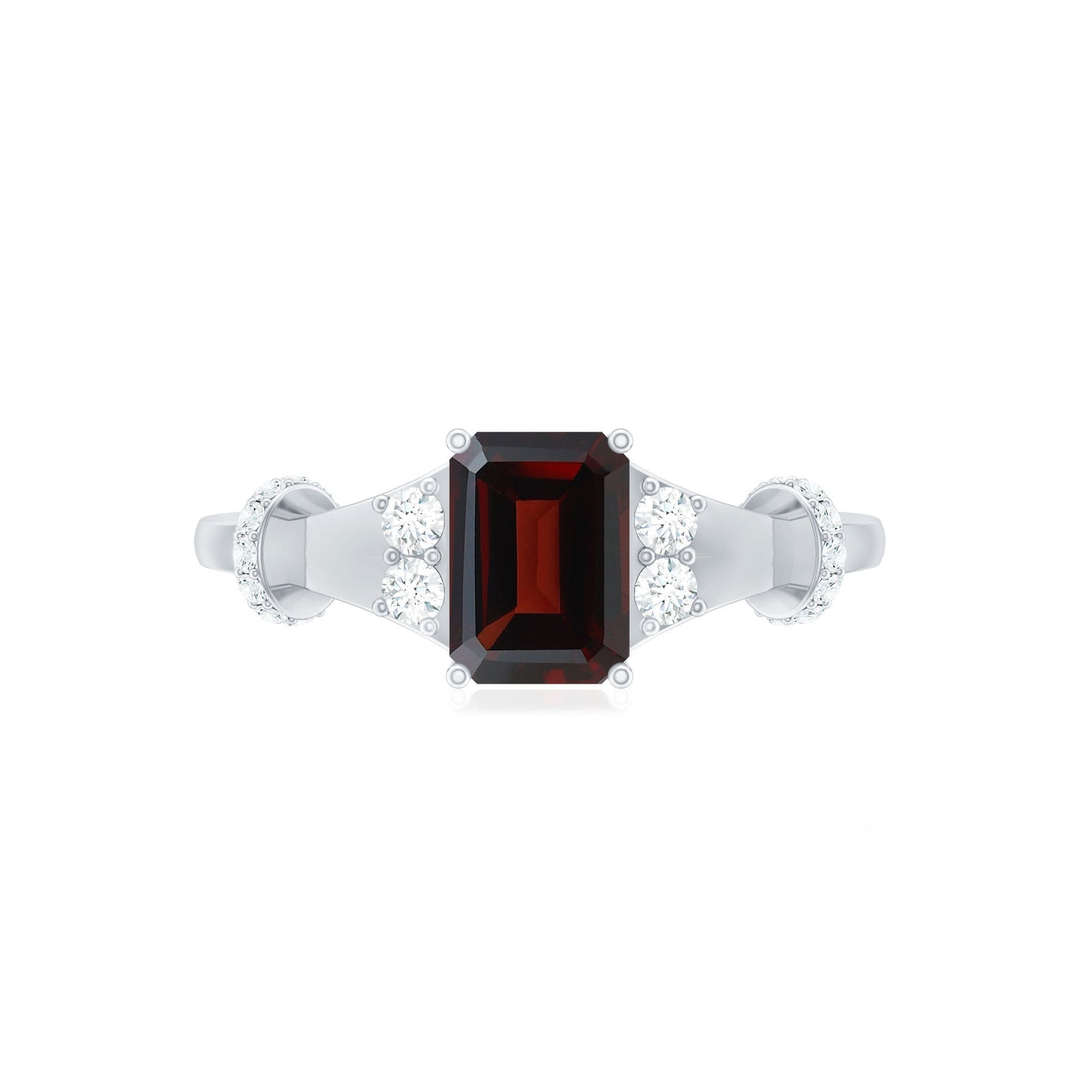 Real 2 Carat Garnet Designer Engagement Ring with Diamond