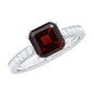 Natural Garnet 3.3 Carat Asscher Cut Engagement Ring with Diamond