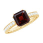 Natural Garnet 3.3 Carat Asscher Cut Engagement Ring with Diamond