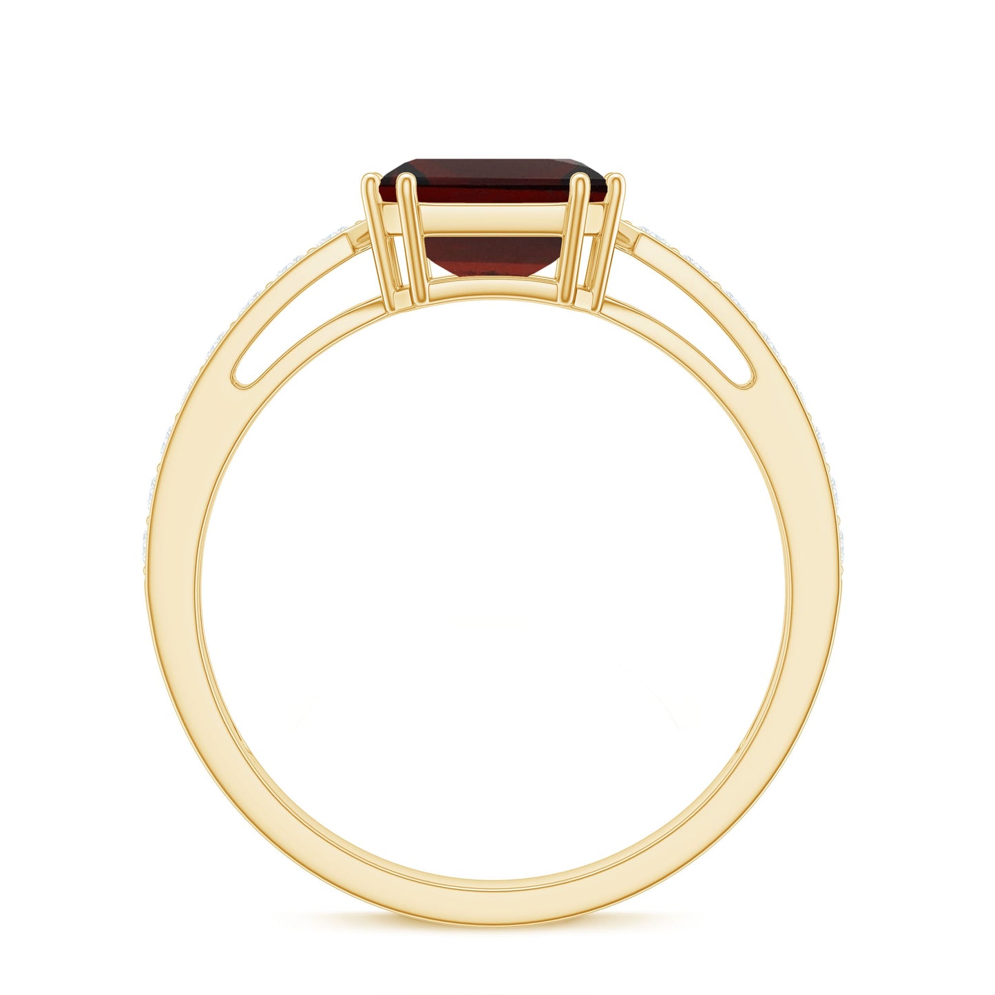 Natural Garnet 3.3 Carat Asscher Cut Engagement Ring with Diamond