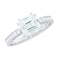 3 Carat Asscher Cut Moissanite Solitaire Engagement Ring with Side Stones