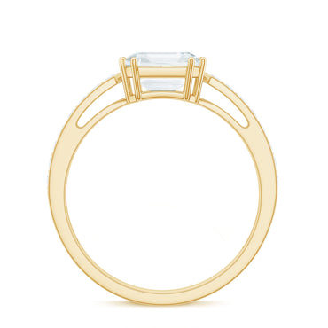 3 Carat Asscher Cut Moissanite Solitaire Engagement Ring with Side Stones