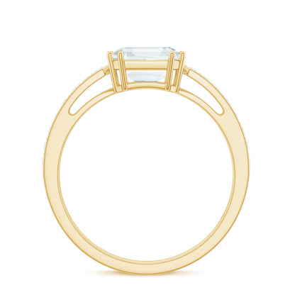 3 Carat Asscher Cut Moissanite Solitaire Engagement Ring with Side Stones