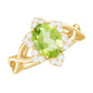 Natural 1 Carat Oval Peridot Flower Engagement Ring with Diamond