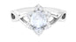 0.6 Carat Oval Cut Solitaire Moonstone and Diamond Floral Halo Ring