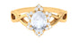 0.6 Carat Oval Cut Solitaire Moonstone and Diamond Floral Halo Ring