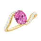 Natural Pink Tourmaline Solitaire Bypass Ring with Diamond