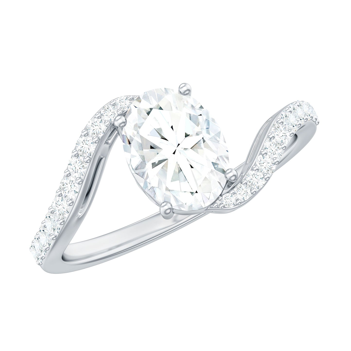 1.2 Carat Moissanite Oval Engagement Ring with Bypass Shank