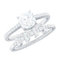 Claw Set Cushion Cut Moissanite Engagement Ring with Leaf Wedding Band