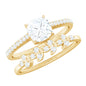Claw Set Cushion Cut Moissanite Engagement Ring with Leaf Wedding Band