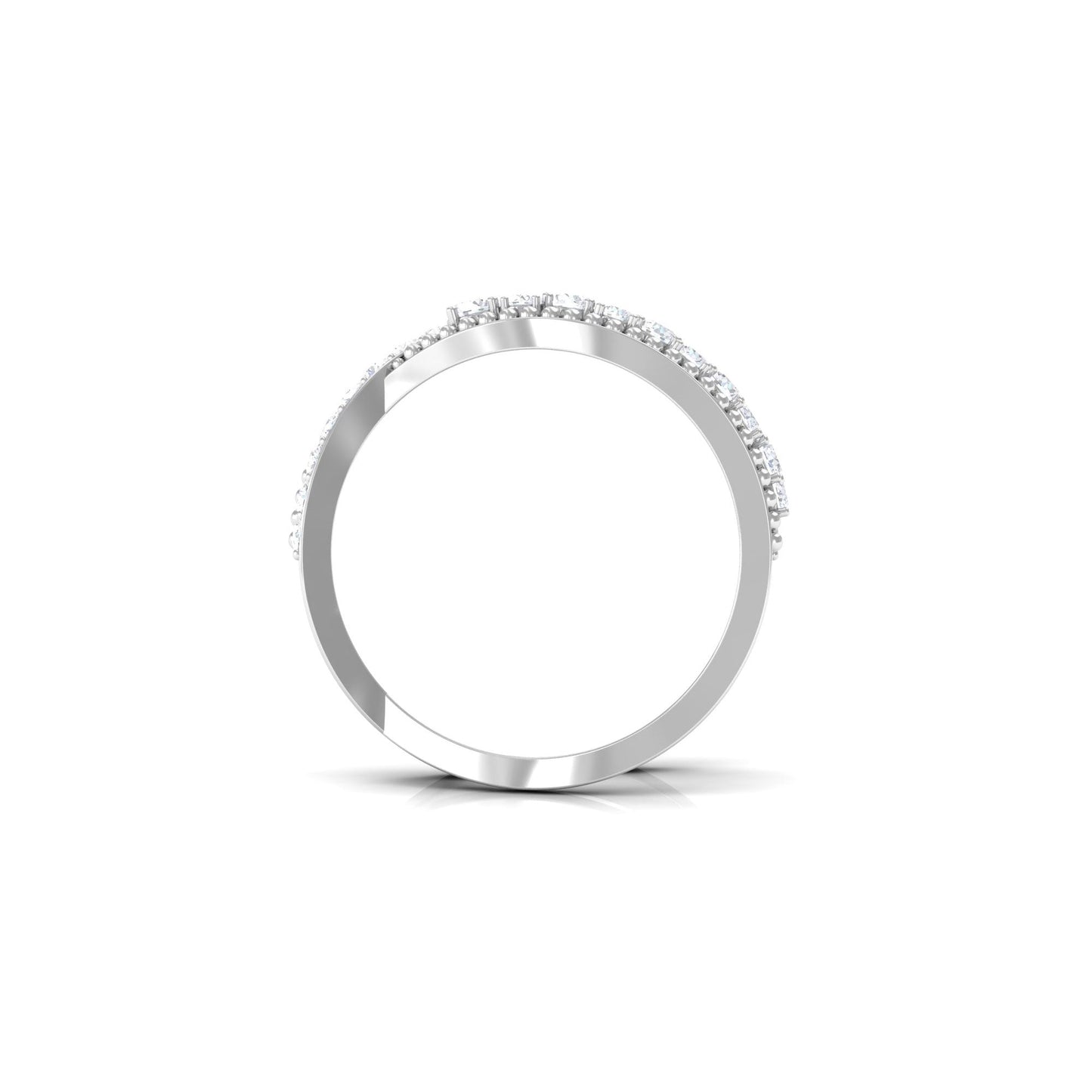 Designer Diamond Band Ring with Criss Cross Shank