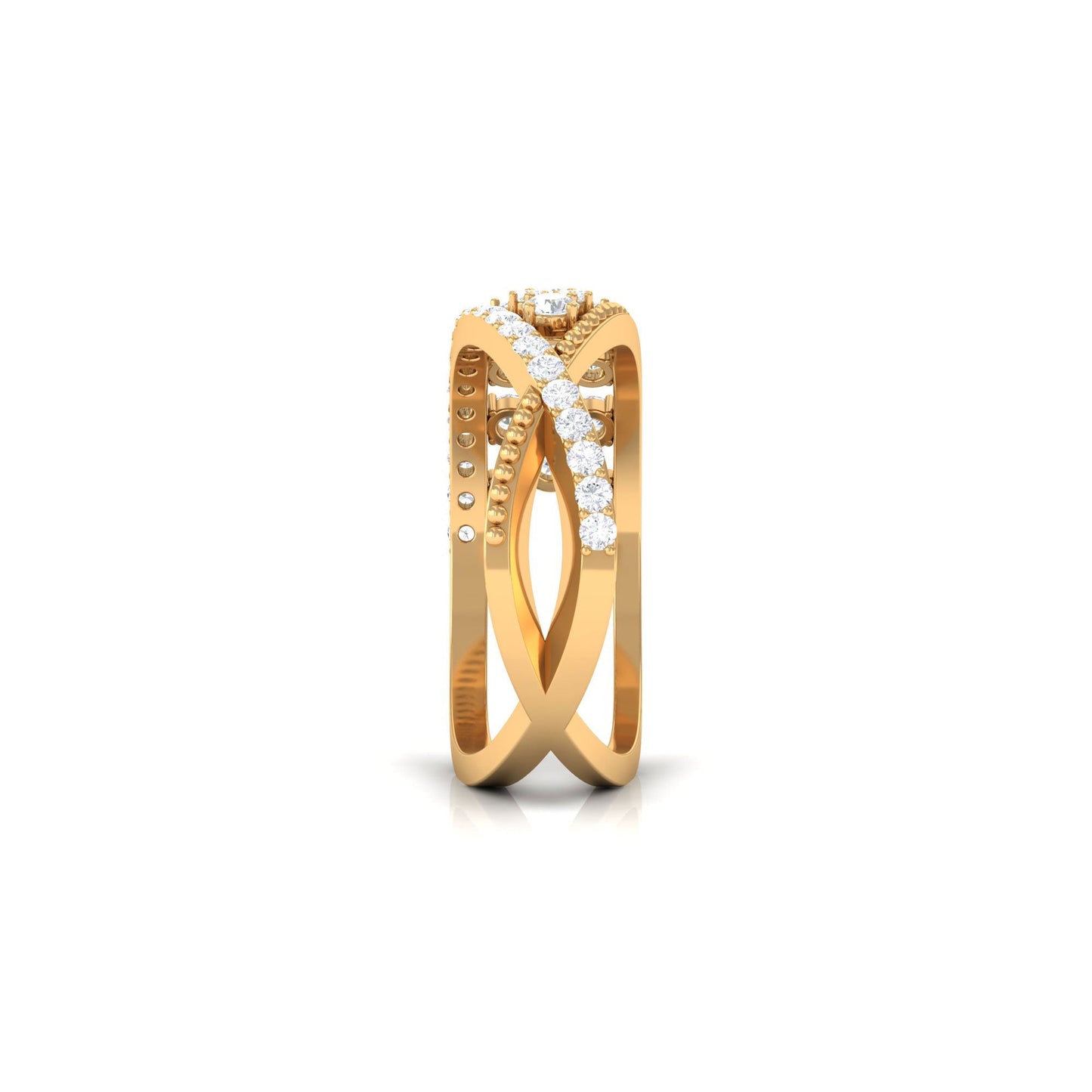 Designer Diamond Band Ring with Criss Cross Shank