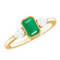 0.6 Carat Emerald 3 Stone Ring with Diamond