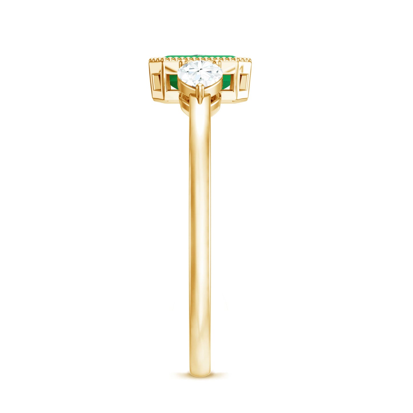 0.6 Carat Emerald 3 Stone Ring with Diamond