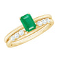 Natural 0.6 Carat Emerald Cut Emerald Diamond Engagement Wedding Ring Set of 2