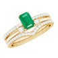 0.6 Carat Natural Emerald Cut Emerald Diamond 3 Piece Bridal Ring Set