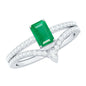 Certified Natural Emerald Diamond Emerald Cut Engagement Ring Wedding Band Set