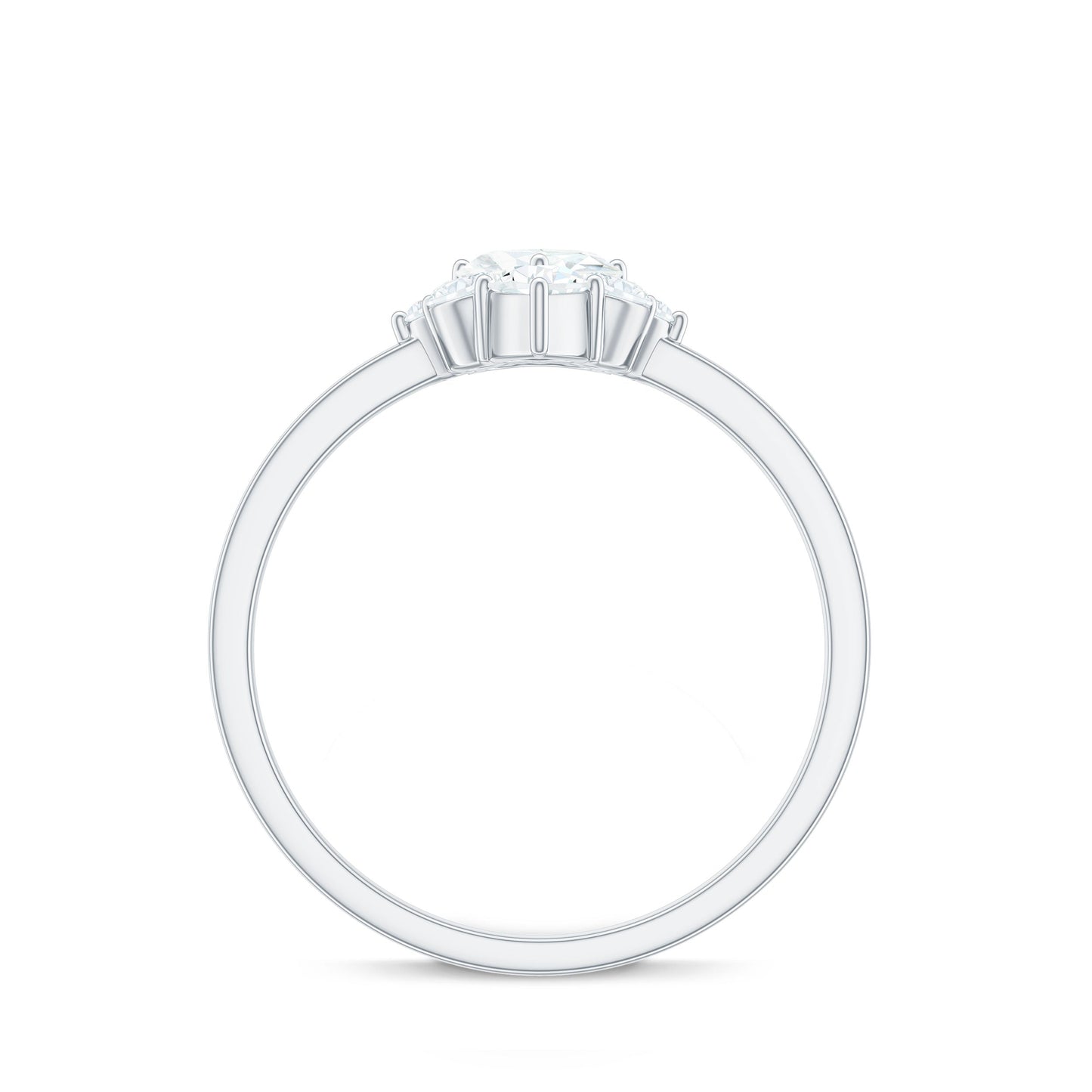 Certified Moissanite Heart Promise Ring with Accent