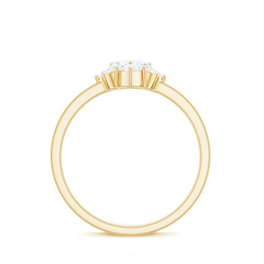 Certified Moissanite Heart Promise Ring with Accent