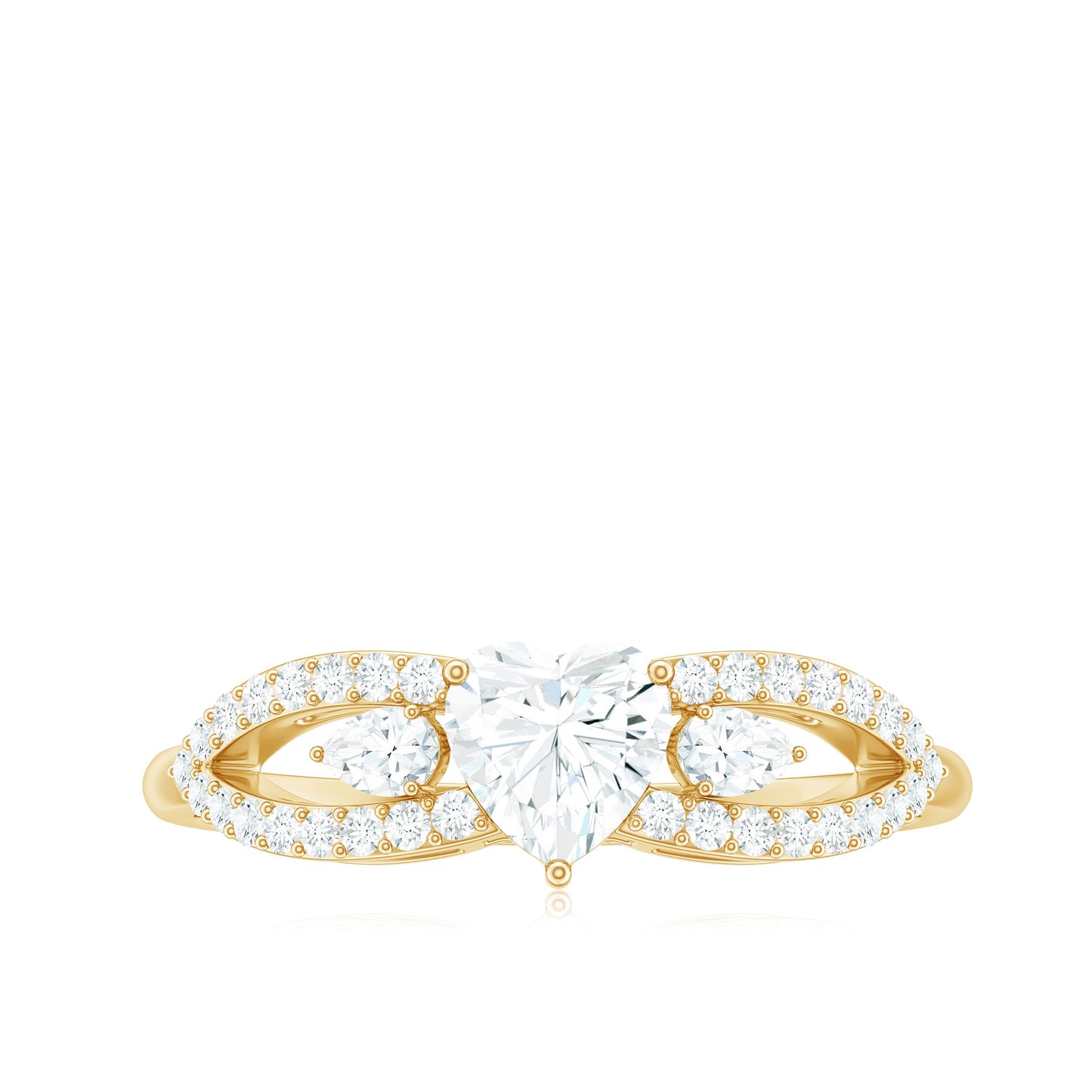 Certified Moissanite Heart Promise Ring with Split Shank
