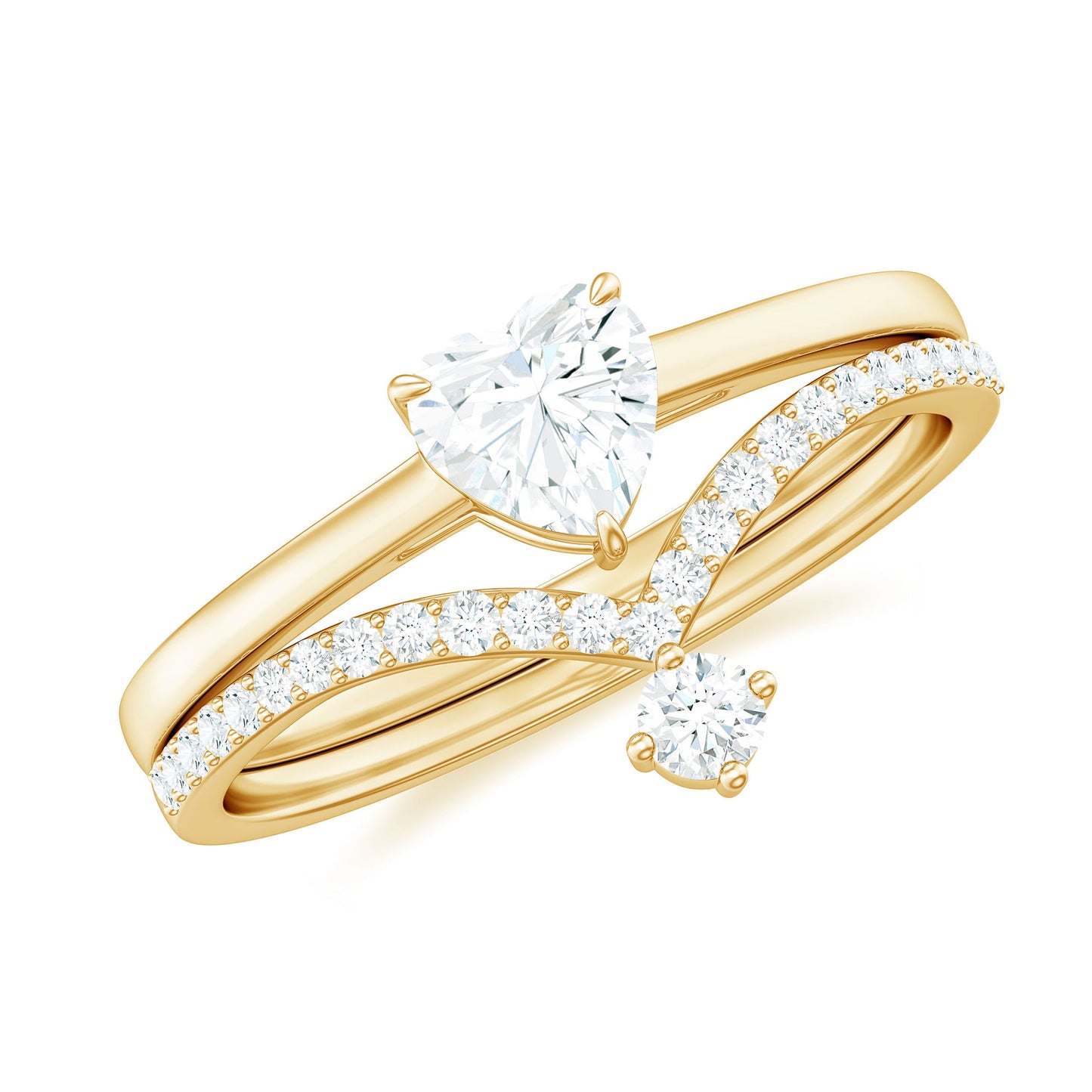 Heart Shape Moissanite Solitaire Engagement Ring with Enhancer