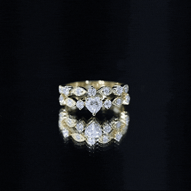 Heart Shape Moissanite Vintage Wedding Ring Set