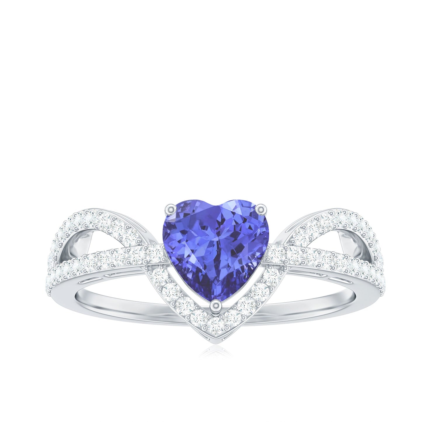 Heart Shape Tanzanite and Diamond Designer Engagement Ring