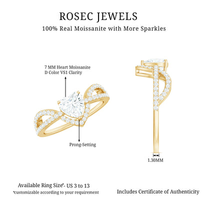 Heart Shaped Moissanite Designer Engagement Ring