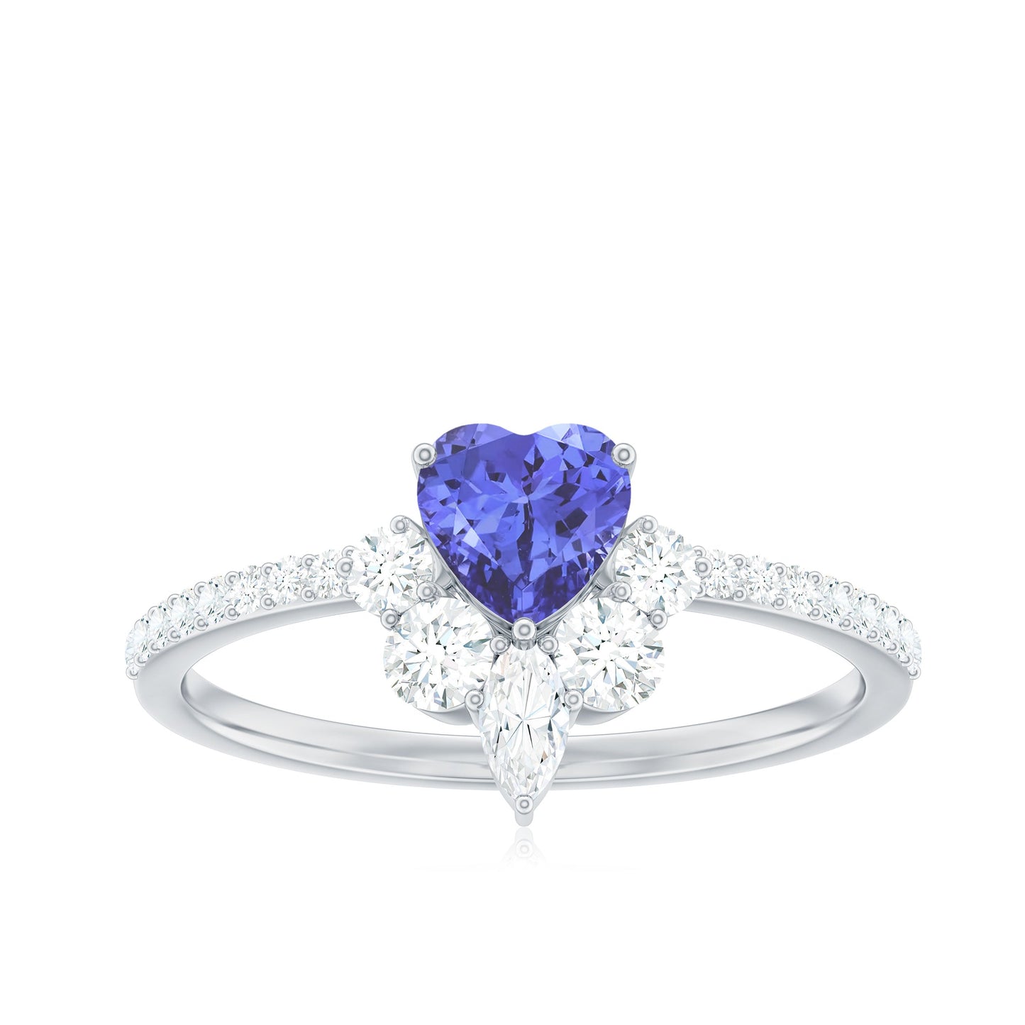 Natural Tanzanite Diamond Heart Promise Ring for Engagement