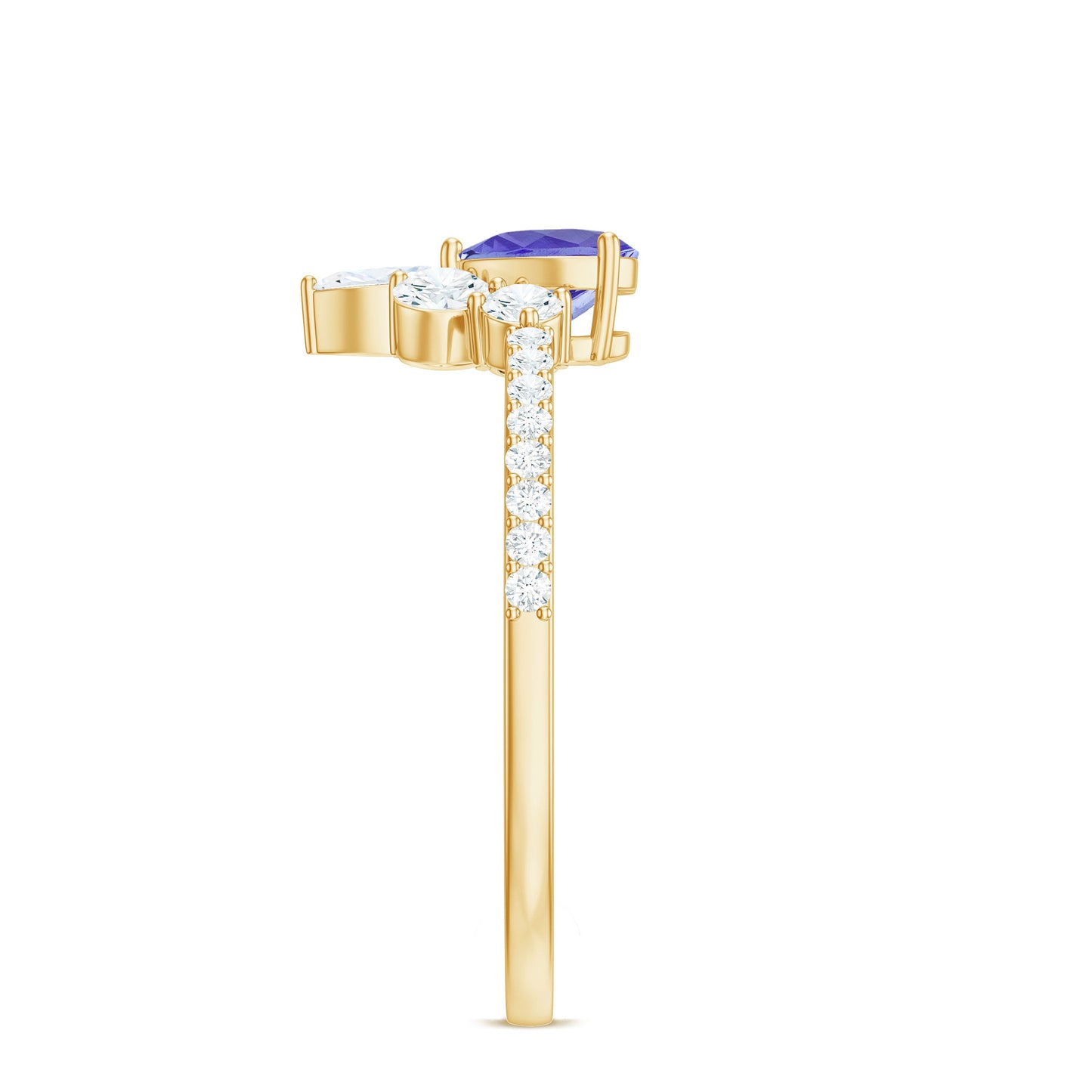 Natural Tanzanite Diamond Heart Promise Ring for Engagement